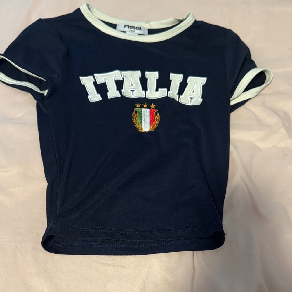 Italia Cropped Shirt - Navy Blue